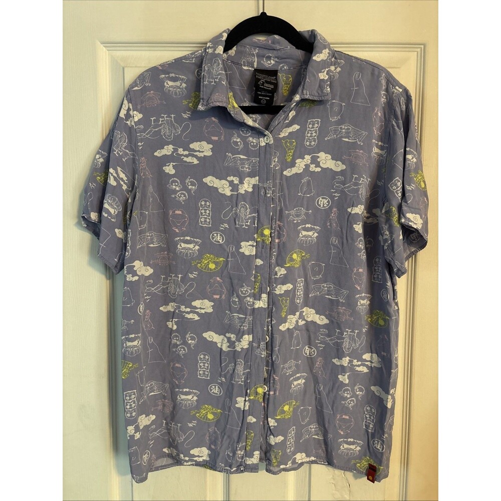 Vintage 2001 Spirited Away Studio Ghibli Button Up All Over Print Large Shirt